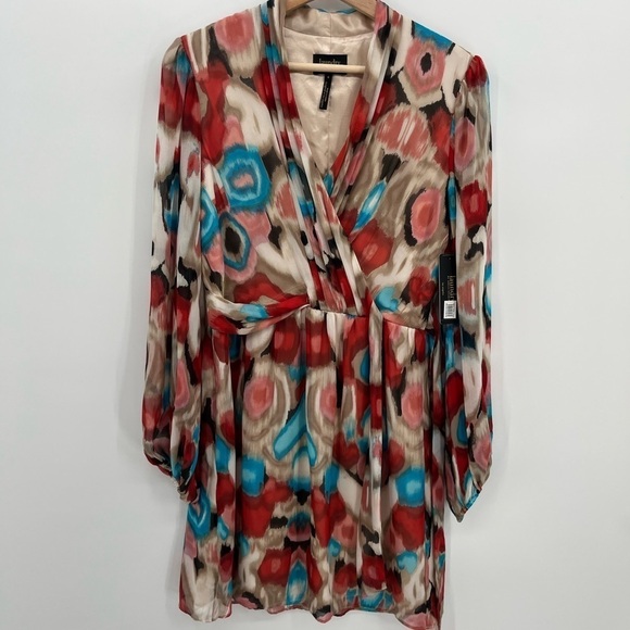 Laundry by Shelli Segal Aquamarine Colorful Faux Wrap Front Dress - Picture 1 of 15
